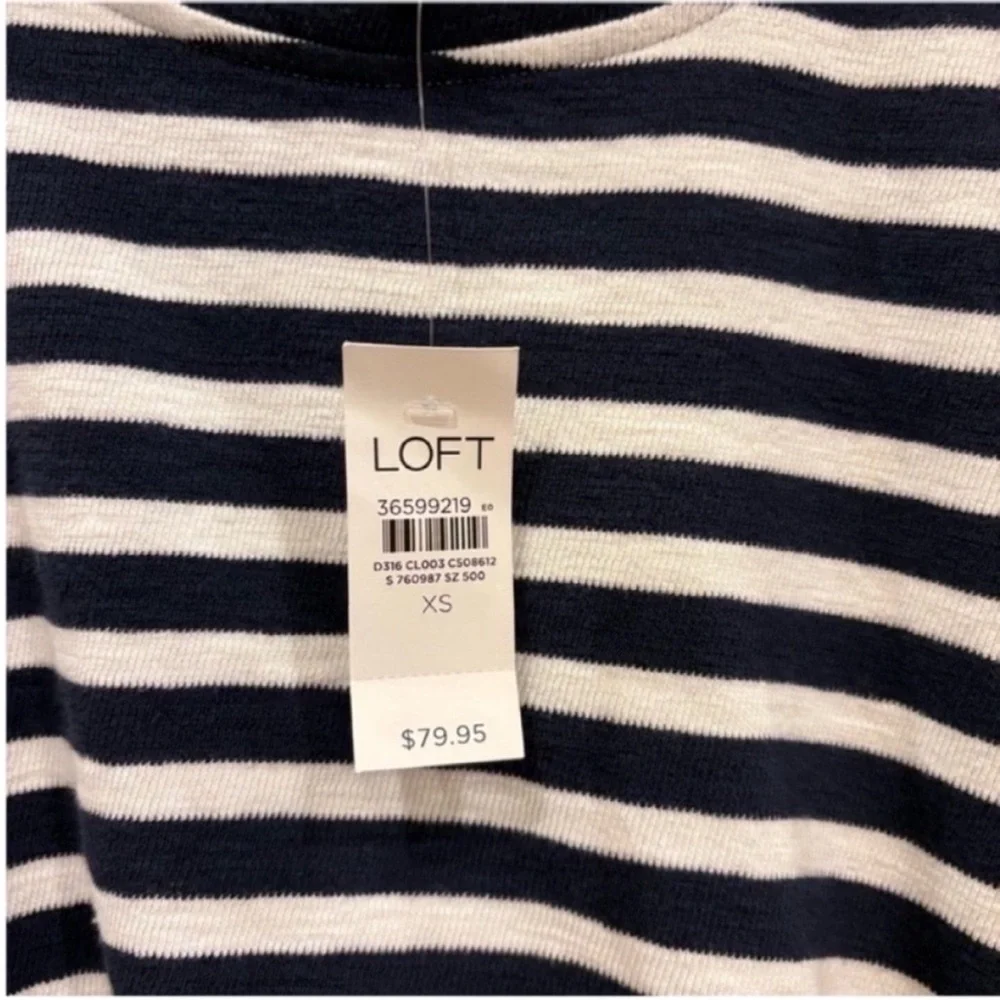 LOFT Blue and White Striped Midi Dress - Picture 4 of 5